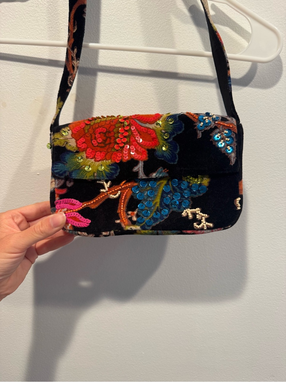 Maeve Anthropologie Fiona Shoulder Bag: Velvet Botanical Edition